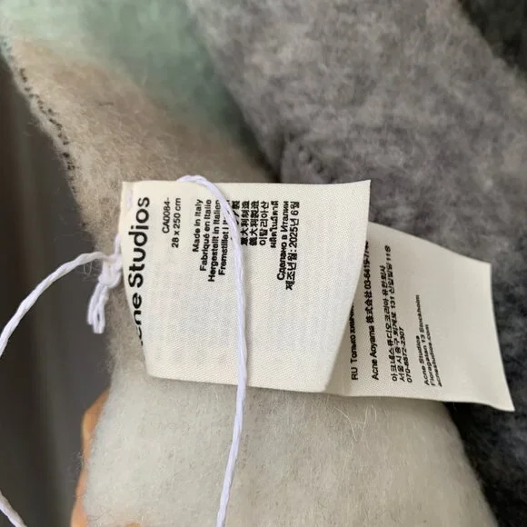 Acne Studios Multicolor Plaid Fringed Scarf | Alpaca & Mohair Blend - Picture 4 of 5